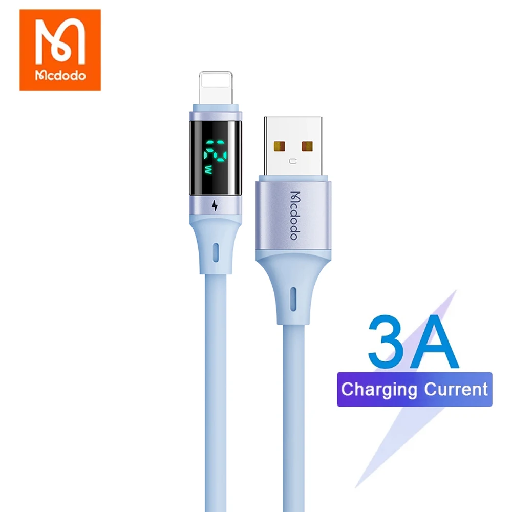 

Mcdodo Liquid Silica Gel USB Cable 3A Fast Charging Cable 12W For iPhone 14 13 12 11 Pro Max iPad Digital Display Data Wire Cord