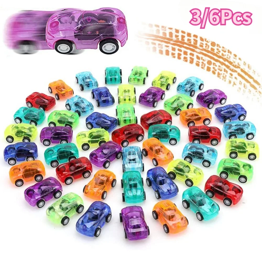 

3/6Pcs Set Pull Back Racer Mini Car Kids Birthday Party Favor Supplies Mini Car Gifts Plastic Vehicle Set Fast Racing Car Toys