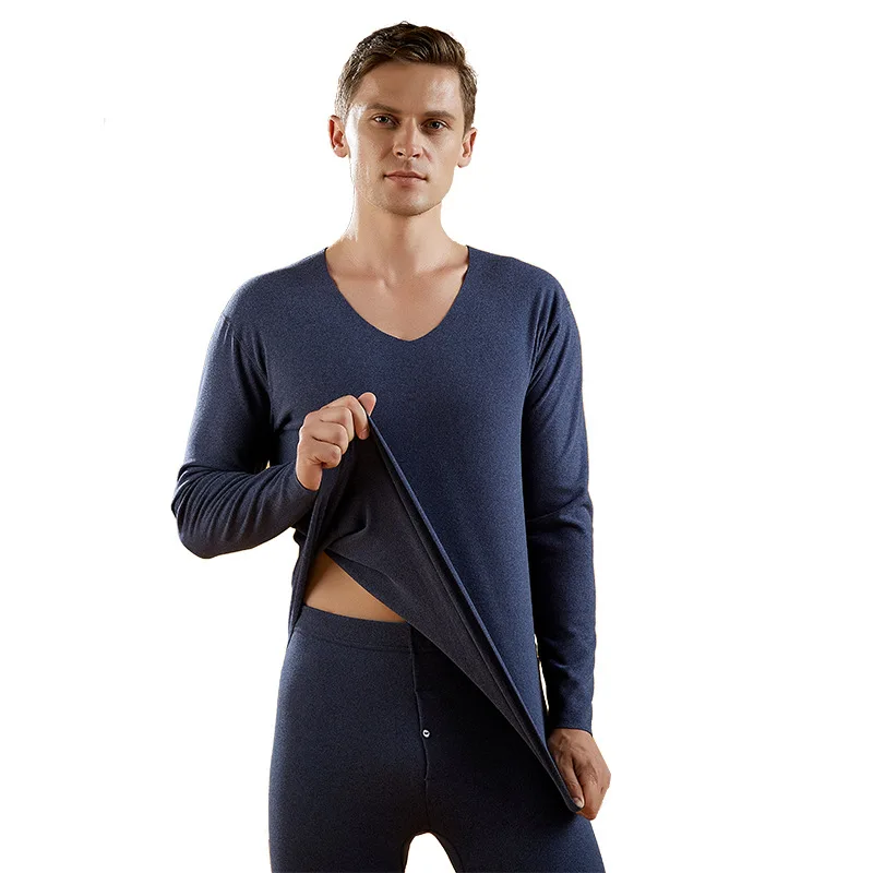 Large Size Seamless Men's Thermal Underwear Suit Male Winter Thicken Thermo Underwear Set 2Pcs Mens Keep Warm Thermal Clothing