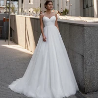 elegant v neck wedding dresses for bride 2022 tulle wedding dress a line beach wedding gowns bridal evening party gowns