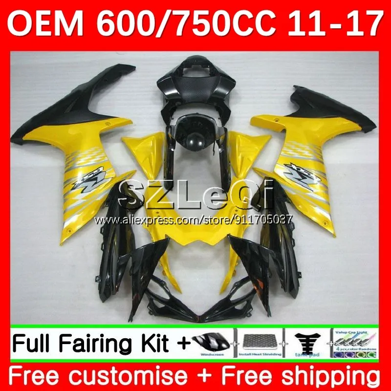 

Золотой черный Инжекционный комплект для SUZUKI GSXR750 GSXR 600 750 CC K11 GSXR600 11 12 13 14 15 16 17 GSXR-750 2011 2017 обтекатель 78LQ.39