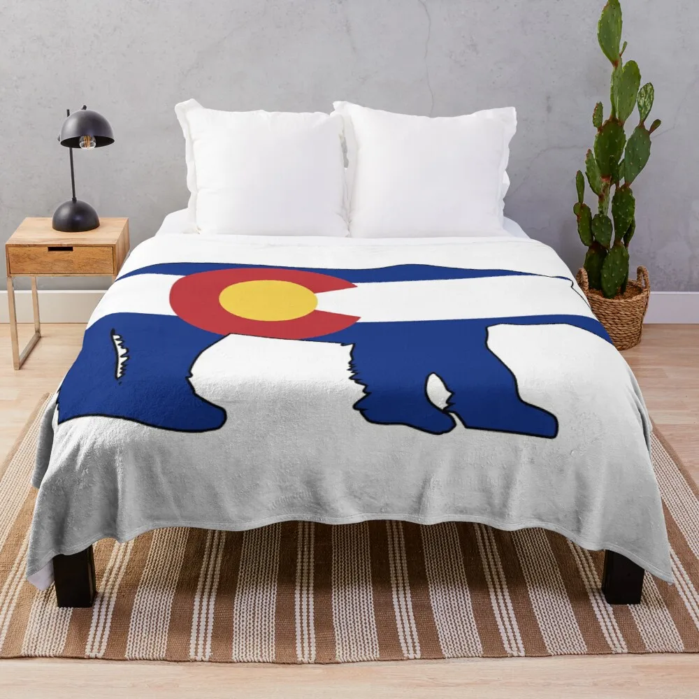 

Colorado Bear Flag Throw Blanket Designer Blankets Sofa Quilt