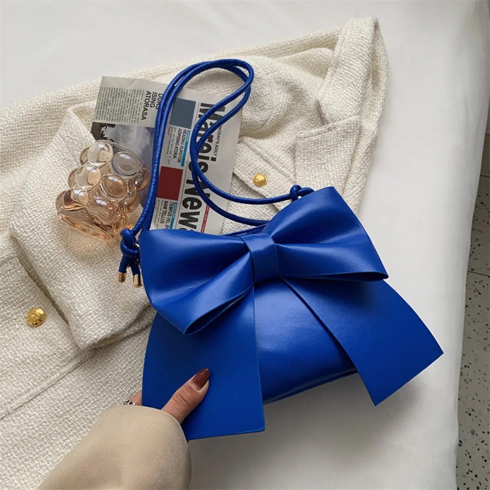 

Однотонные большие Наплечные сумки с бантом для женщин, шикарные роскошные дизайнерские сумки, Офисная Повседневная сумка-мессенджер для д...