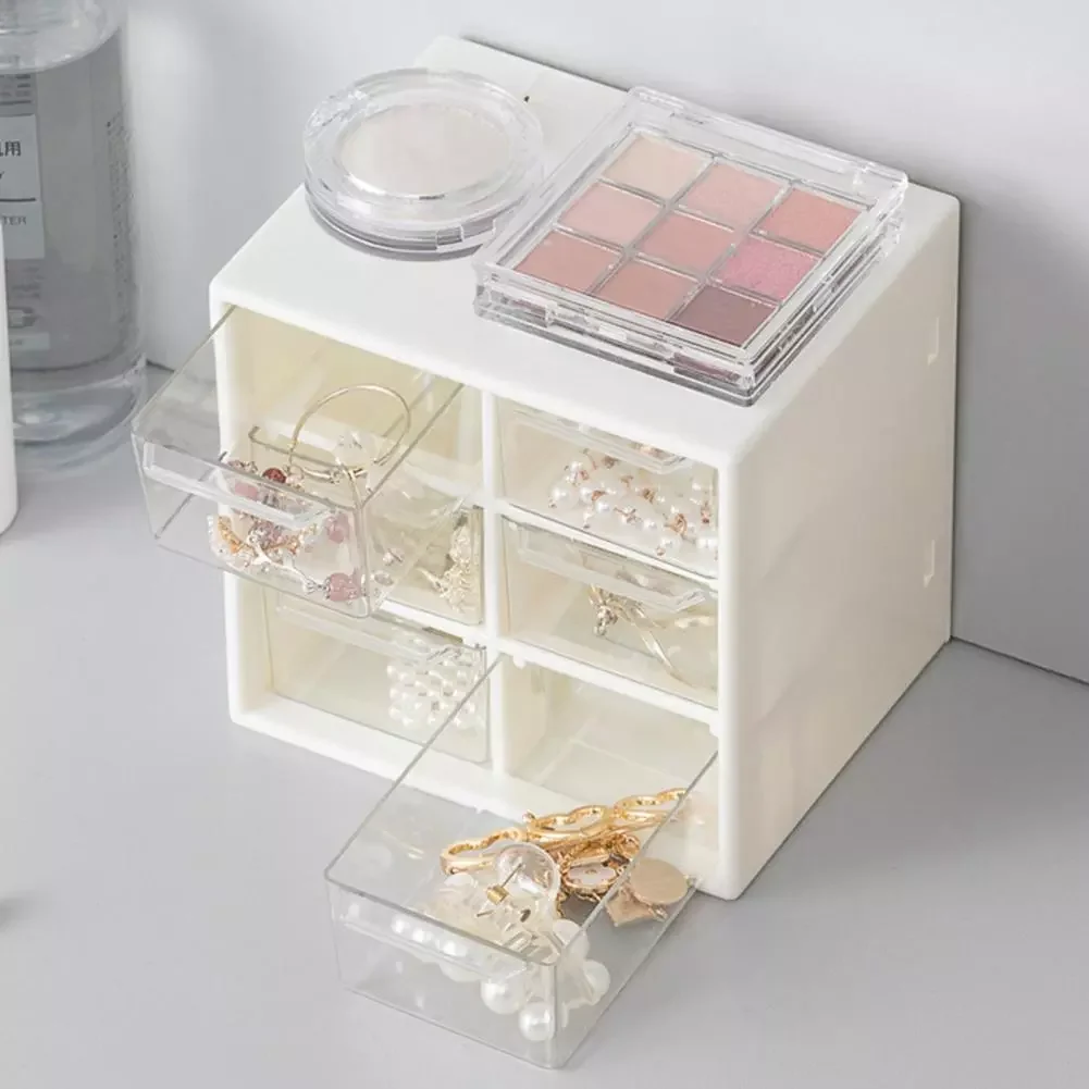 

NEW2023 Makeup Holder Practical Compartment 3 Colors with Handle 6 Grids Cosmetic Storage Box for Dormitory