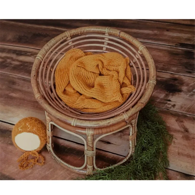 

Photography Props Vintage Papasan Chair Bamboo Basket Newborn Photo Shoot Posing Sofa for Boys Girls Fotografia Acessori