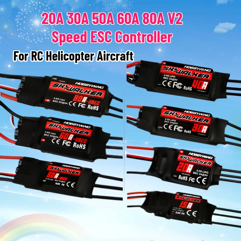 Фото 1 шт. 20AV2 30AV2 50A V2 60A V2 скорость ESC контроллер для радиоуправляемого вертолета №1
