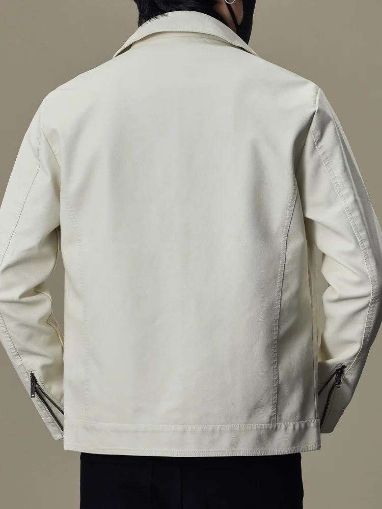 Мужская одежда из однотонной кожи верхняя весна и осень новая модная брендовая