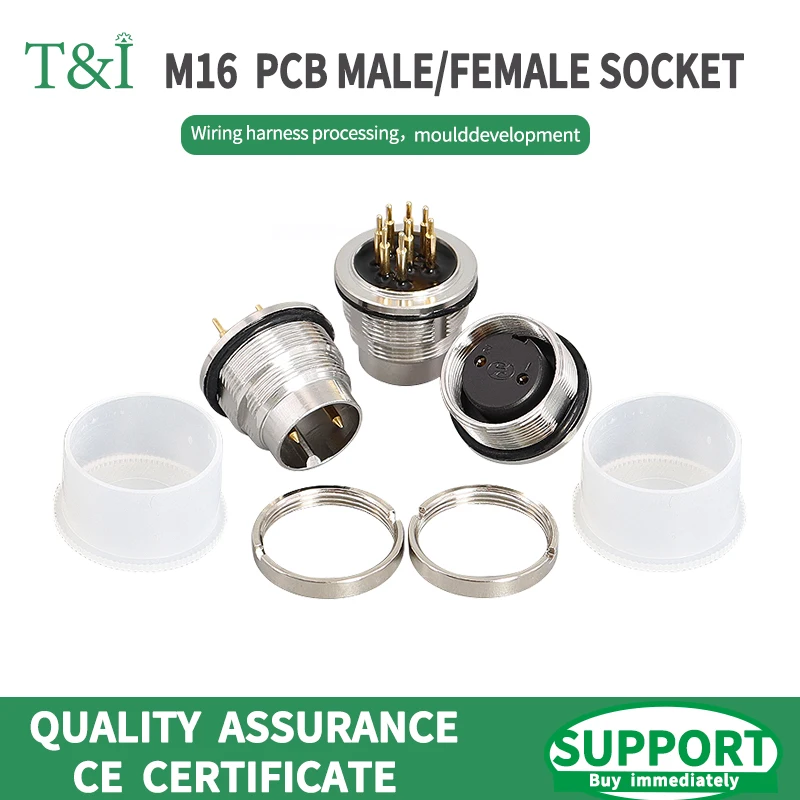 

M16-3/4/5/6/7/8/12/14 Pin Male And Female Waterproof Connector PCB Sensor Connector Bending Straight Jack Socket