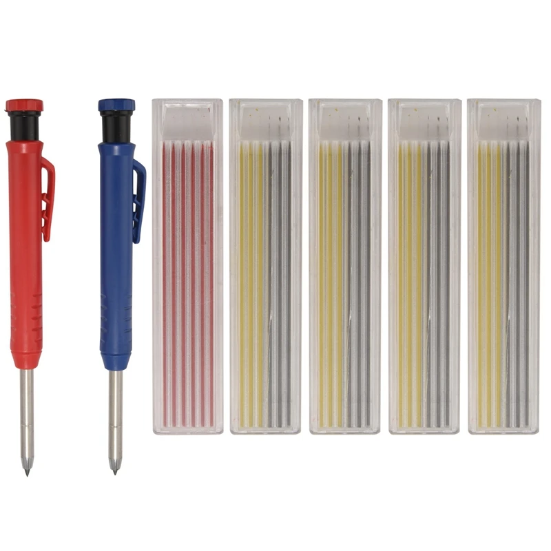 

Carpenter Pencils,Solid Carpenter Pencils With Built-In Pencil Sharpener, Mechanical Drawing Pencils Woodworking Tool