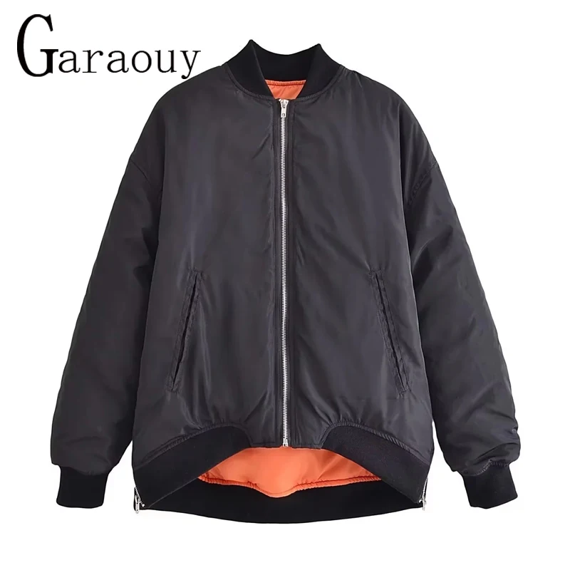 

Garaouy 2023 Autumn Women Oversized Bomber Jacket Coats Contrast Y2K Fashion Outwear Female Hip Hop Vestes Chaquetas Streetwear