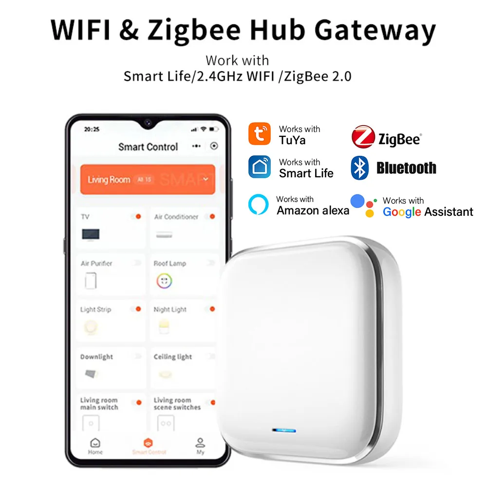 

Сетчатый Bluetooth-хаб Tuya Zigbee Gateway, многорежимный смарт-шлюз для умного дома, работает с Alexa Google Home