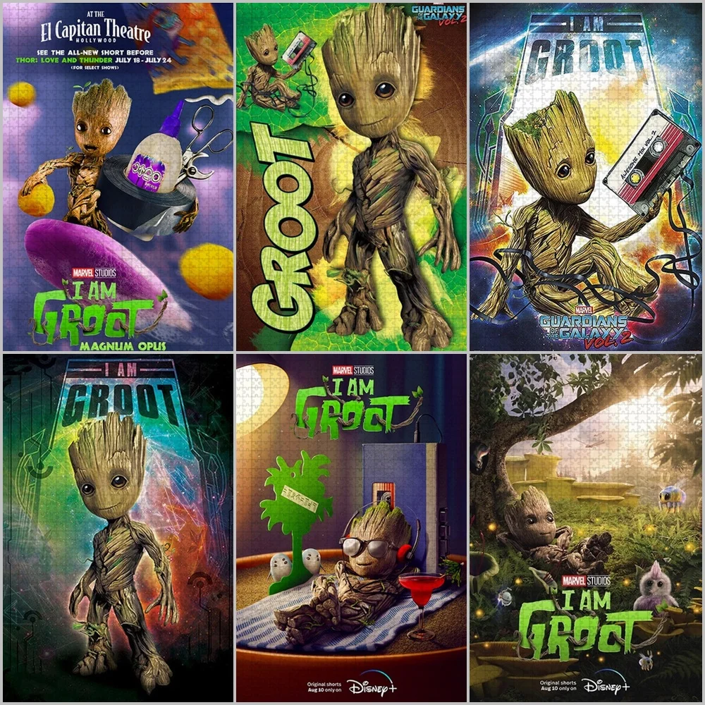 

I Am Groot Movies Guardians of The Galaxy Jigsaw Puzzles for Adult Marvel Avengers Cartoon Puzzle Educational Decompression Toys