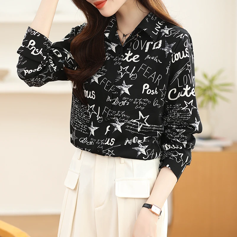 Осенняя новая повседневная белая шифоновая рубашка в стиле ретро блузка с