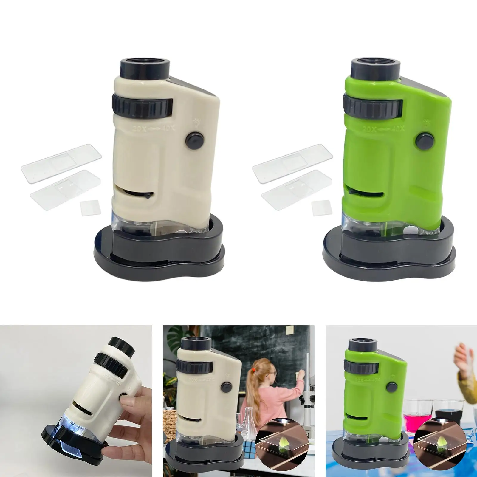 

Handheld Pocket Microscope Magnification 20x 40x for Collectors Compact