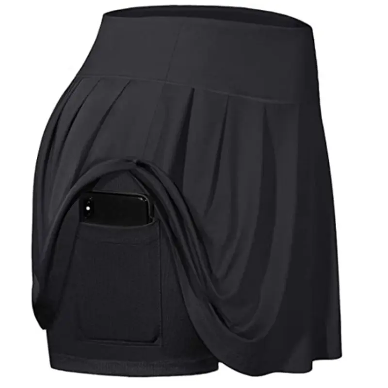 Юбка-шорты женская 2 в 1 со складками с высокой талией и внутренними карманами |