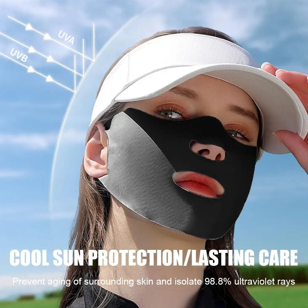 

Summer Outdoor Golf Reusable Ice Silk Mask Face-modified Hole Outdoor Three-dimensional Sports Nose Mask Sunscreen E9X7
