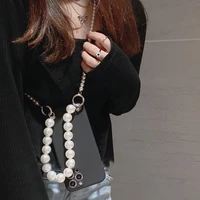 crossbody lanyard necklace pearl bracelet phone case for iphone 13 12 pro mini 11 pro max xr x xs 7 8 plus back cover with chain