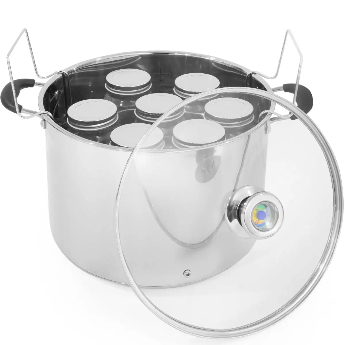 

Stovetop Pot Canner Waterbath Canner Temperature Indicator Rack Glass Lid and 7-pc Canning Jar (16oz)