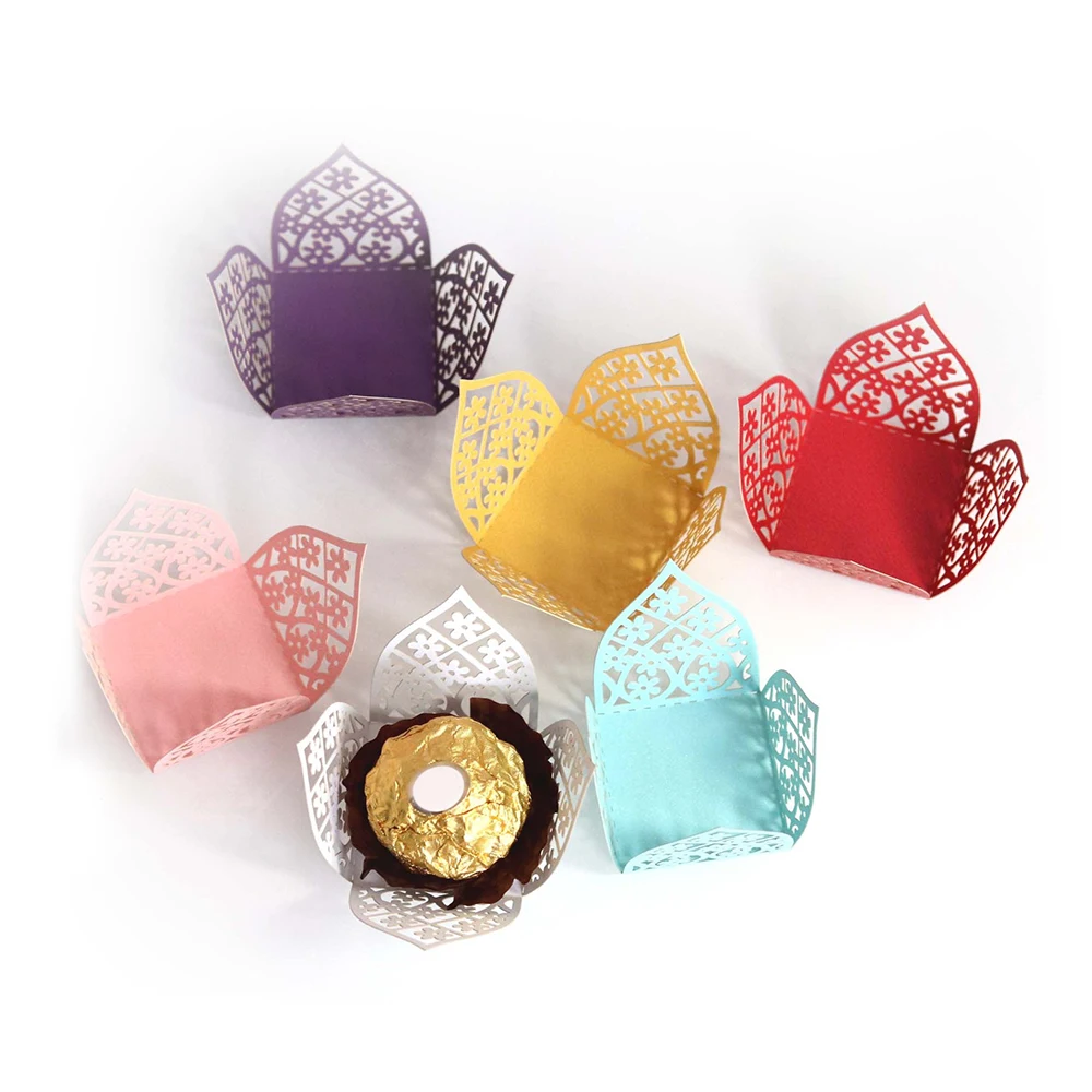 

50pcs Paper Candy Box Flower Chocolate Wrappers Bar Wedding Favors And Gifts Party Supplies Birthday Party Wedding Supplies