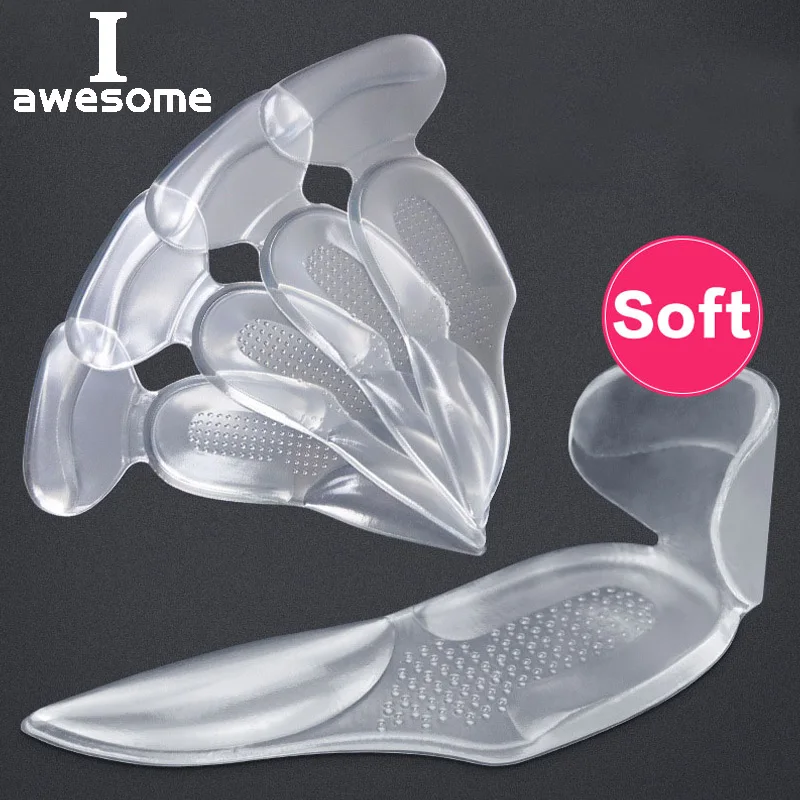 

4D Women Silicone Gel Heel Inserts Insoles Professional Orthotic Arch Support Insole Flatfoot Prevent Foot High Heels Shoes Pad