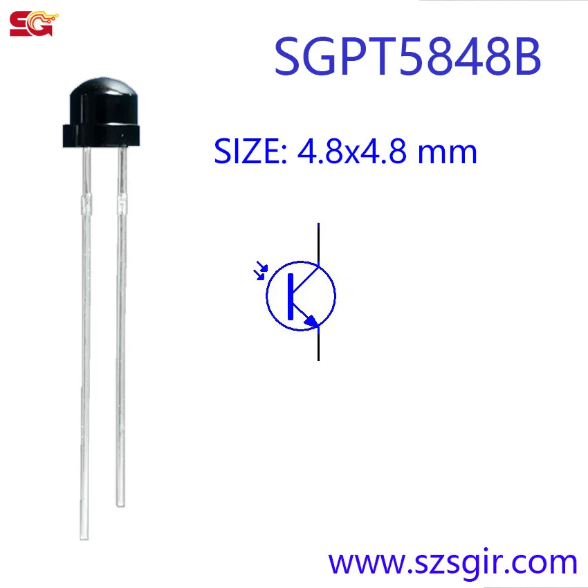 20 шт. 4 8 мм NPN Фототранзистор SGPT5848B Фотодатчик Фоточувствительный приемный
