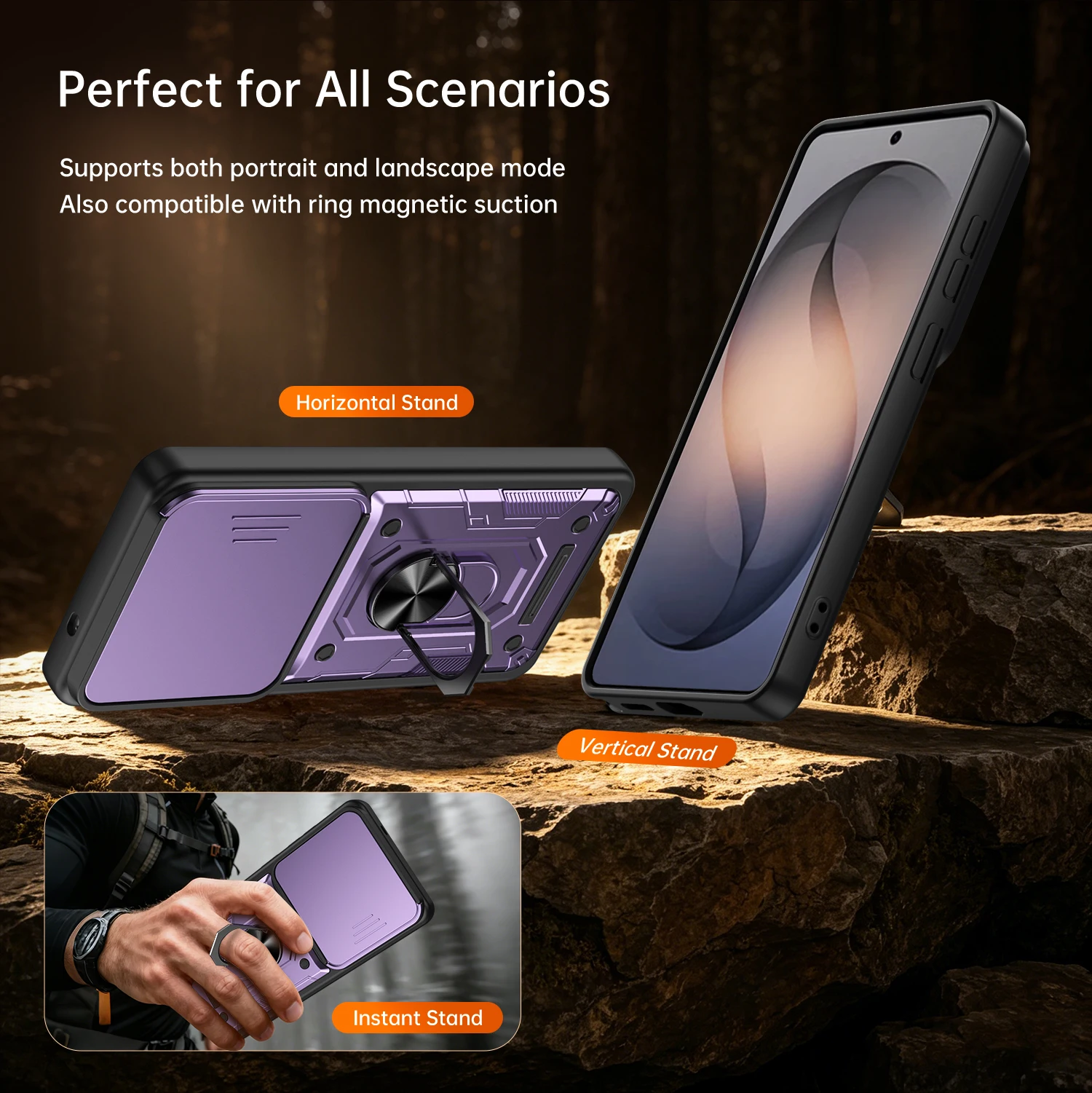 Фото Чехол Nanshan Armor для Samsung Galaxy S26 Ultra S26Plus GalaxyS26 5G с защитой камеры, металлическим кольцом-подставкой и защитой объектива №5