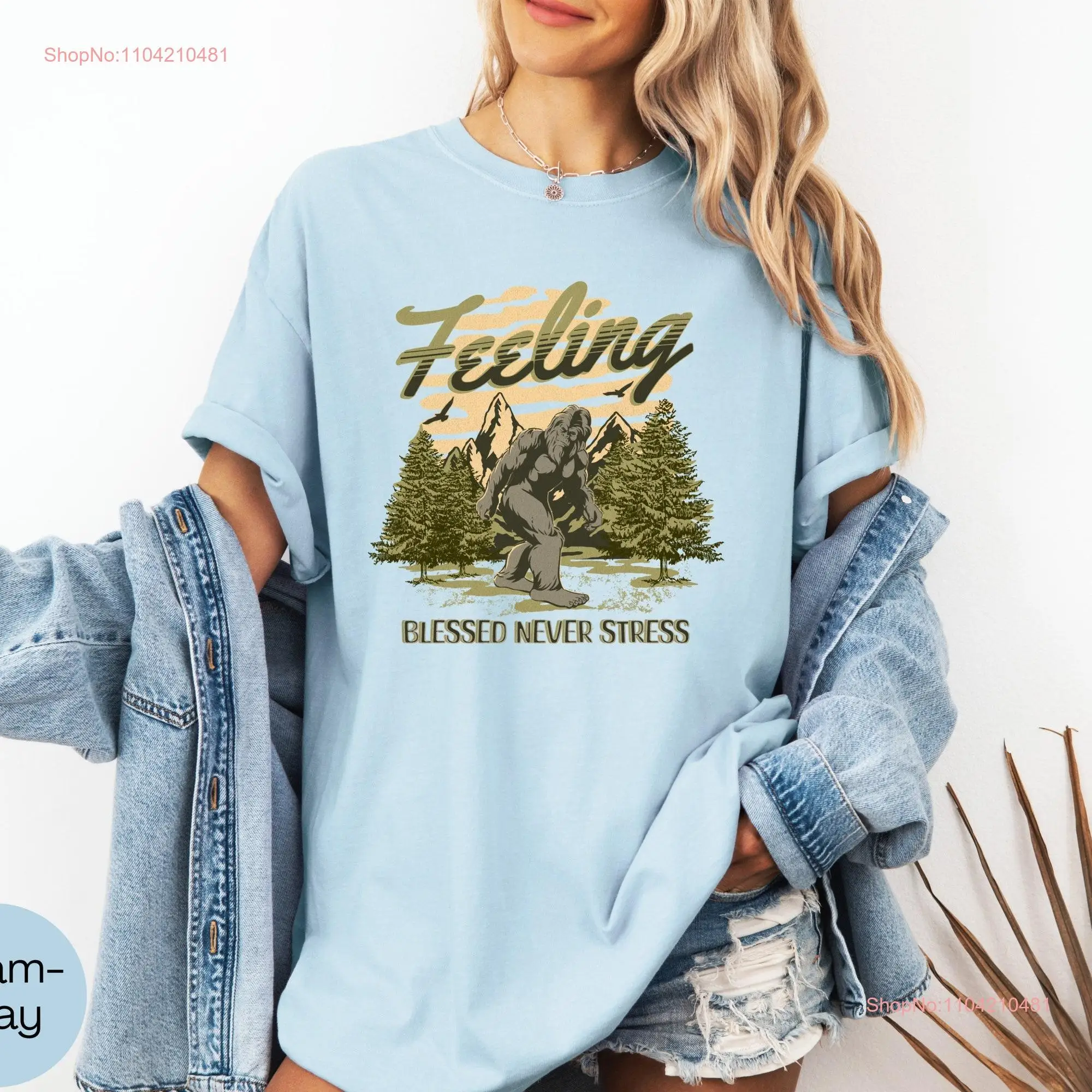 Футболка Comfort Colors Bigfoot ощущение благословенного никогда не стресса забавная для