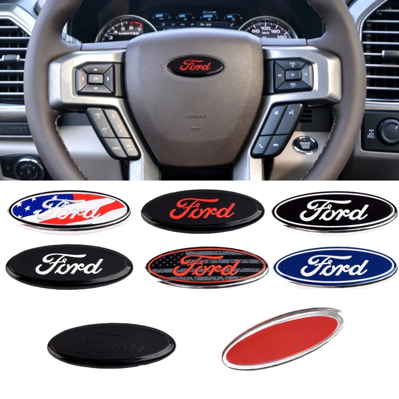 Автомобильная наклейка-эмблема на руль 58x22 мм, чехол для Ecosport Edge Focus Ranger Mondeo Mk4 Escape Fiesta Kuga Fusion, украшение