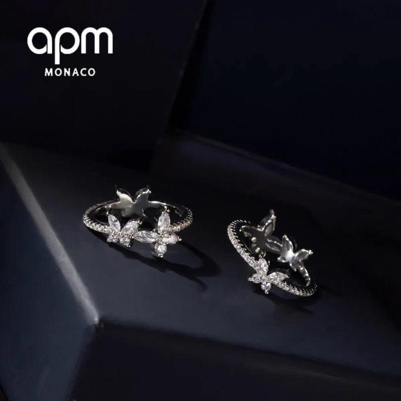 

APM Monaco Women's 925 Sterling Silver Front/Back Butterfly Ring Set with Diamonds and Fine Flash Design Ring Sweet Hand Jewelry