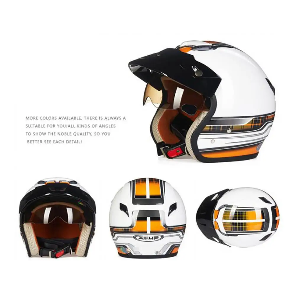 Men Women Universal Motorcycle Electromobile 3/4 Helmet Four Seasons Safety Helmet Retro Trend Half Helmet