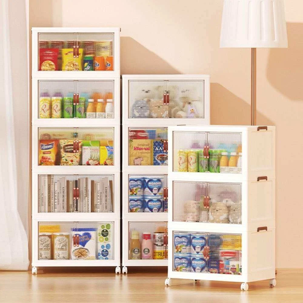 

Book Storage Box Groceries Foldable Clothing Capacity Box Transparent Clothes Box Storage Large Stackable Container Organizer