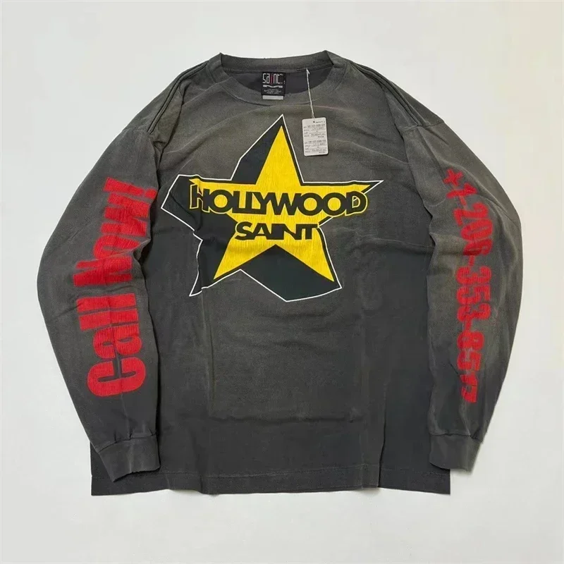 Пуловер Saint Michael для мужчин и женщин 1:1 высококачественные винтажные футболки