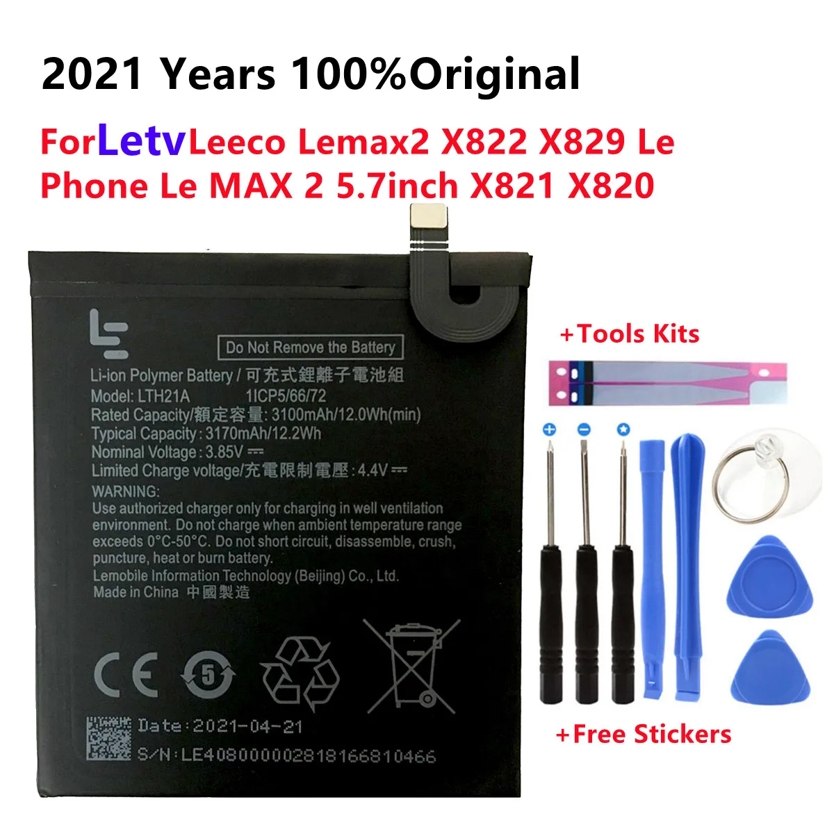 

2021Years 100% Original LTH21A 3100mAh For Letv Le Max 2 /5.7inch/ x821 X820 Battery Batterie Accumulator AKKU+Free Tools