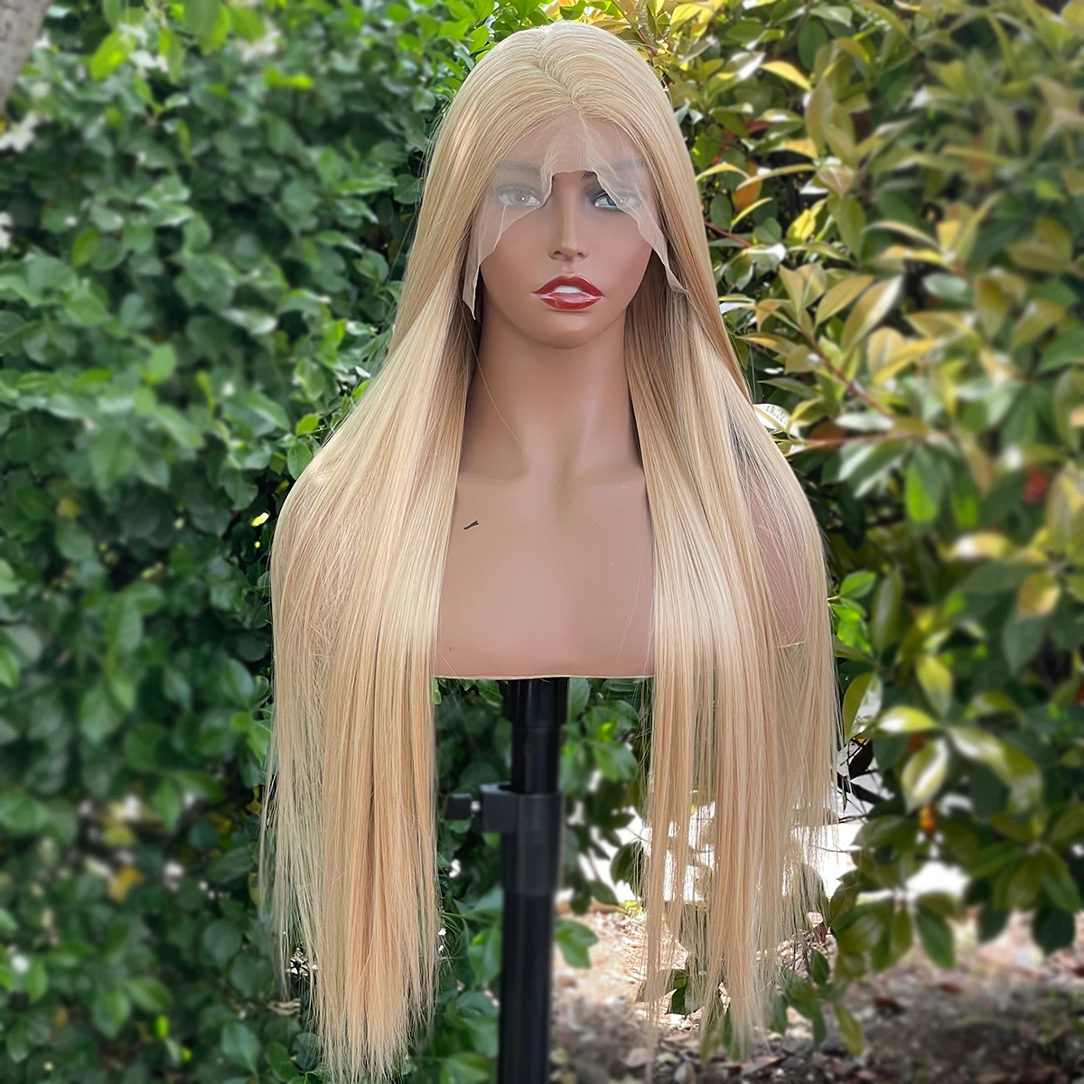 Блондинка смешанные коричневые мелированные 13x6 синтетические парики спереди