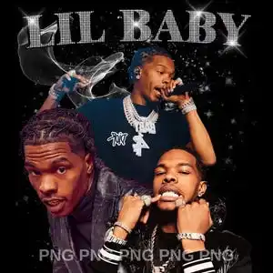 Дизайн футболки Digital 4500x5100 хип-хоп художник lil baby png футболка-репер бутлег 300 точек