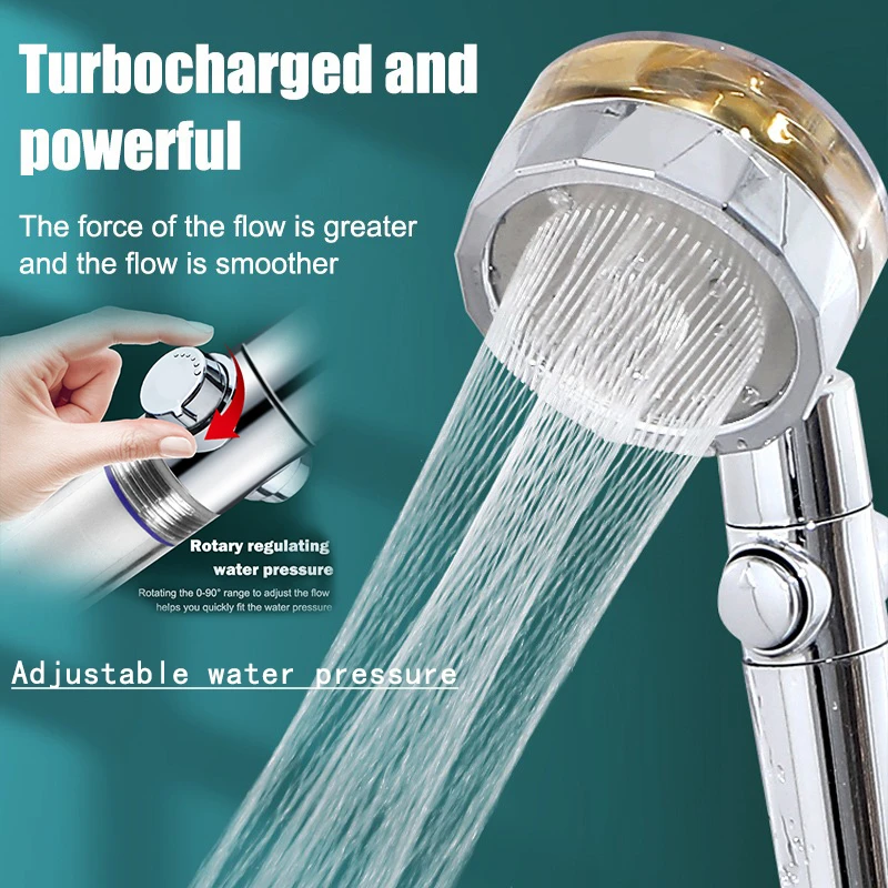 

2022 Shower Head Water Saving Flow 360 Degrees Rotating With Small Fan ABS Rain High Pressure Spray Nozzle Bathroom Accessories