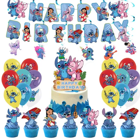 Одноразовая посуда Disney Stitch день рождения розового цвета
