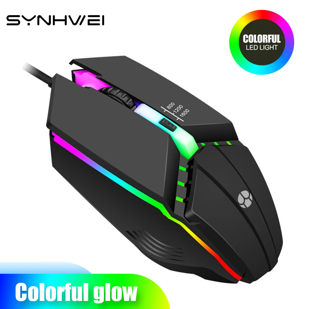 

Wired Coumpter Gaming Mouse 7 Color Glowing Ergonomic Game Mouse USB 4 Button 1600DPI Mini LED Gamer Mice For Laptop PC