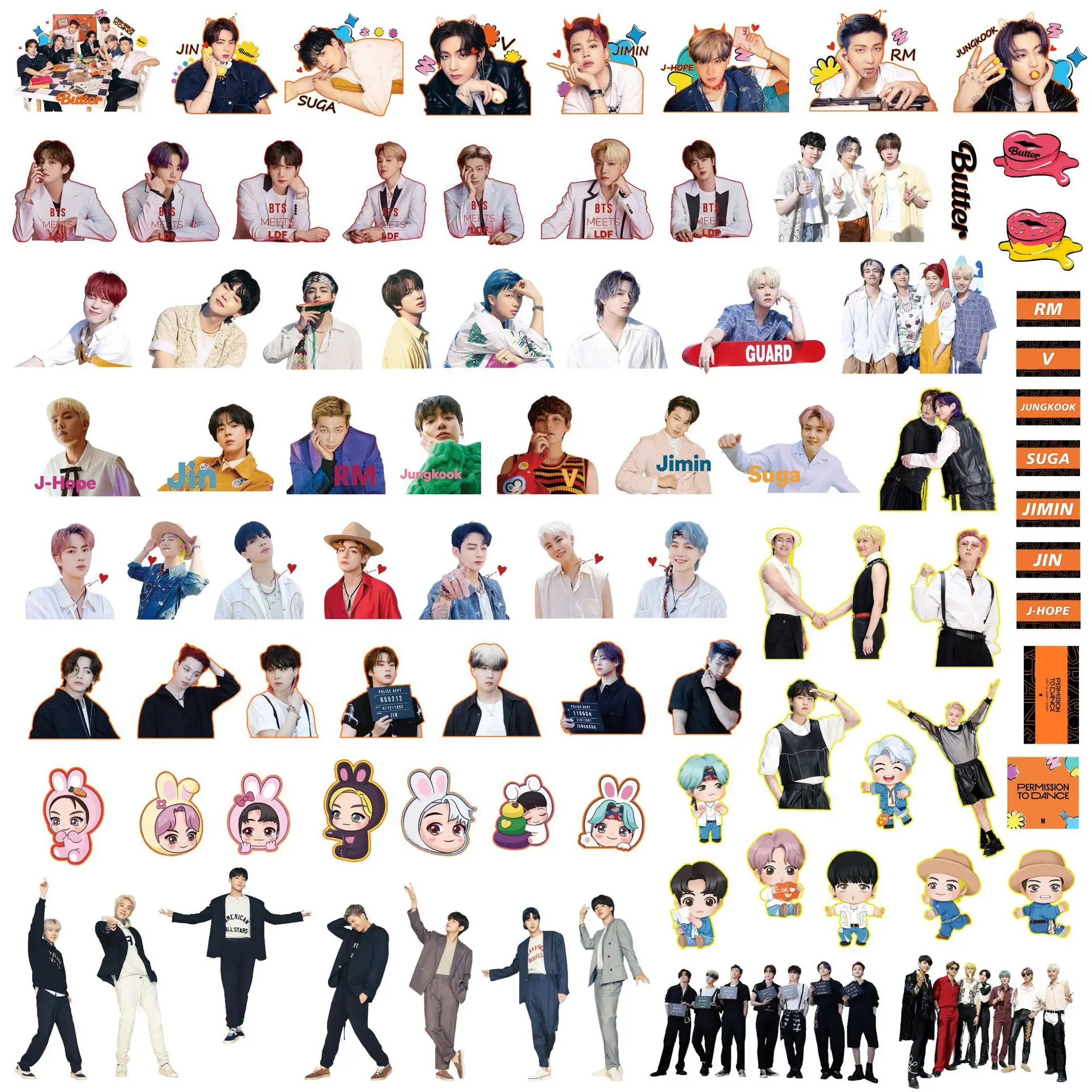 

70Pcs/pack Kpop Stray Stickers Cartoom Korean Top Groups Bangtan Boys Bt21 Sticker Toys for Helmet Notebook Kawaii Decals Gifts