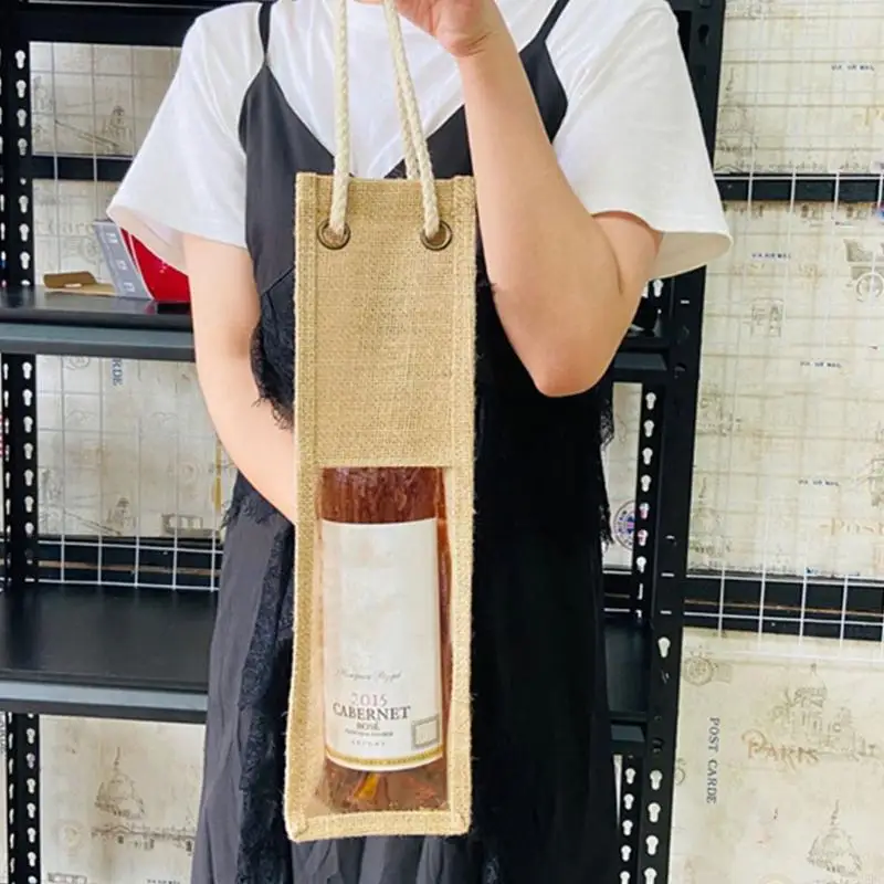 63HC Jute Wine для перевозчика многоразовая мешковая сумка с мешковыми мешками ручками