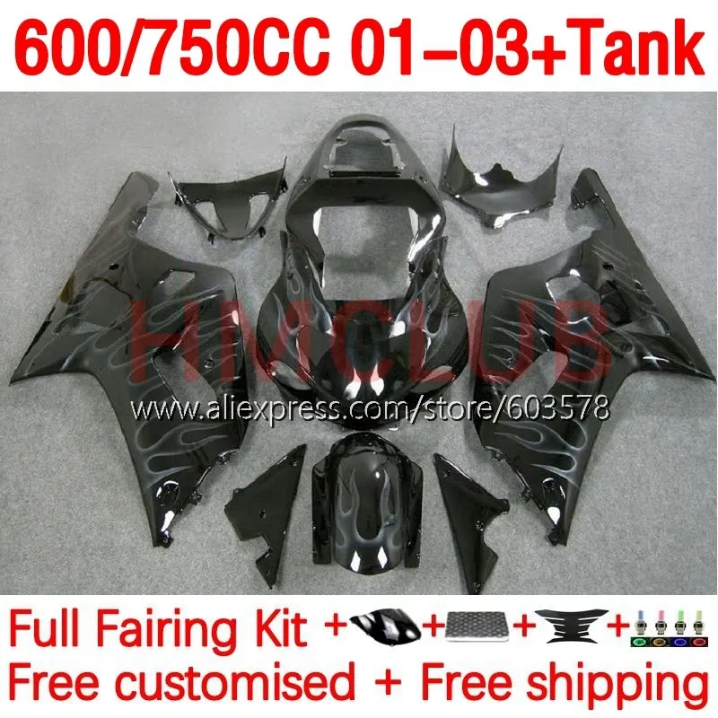 

+ Инъекция резервуара для SUZUKI GSXR 750 600 CC GSXR600 K1 GSXR750 01 02 03 GSXR-600 2001 2002 2003 обтекатель OEM 179No.61 с серым пламенем