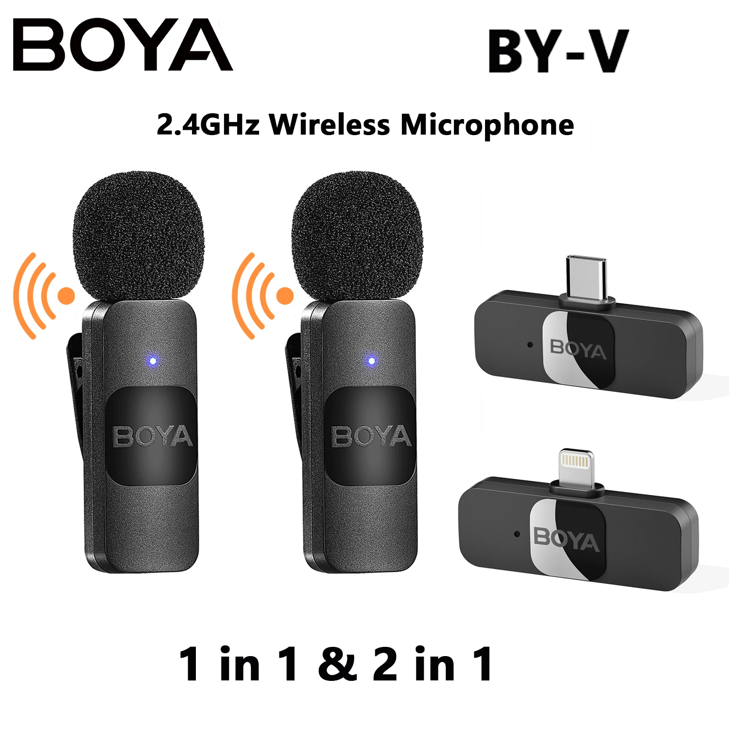 BOYA BY-V 2.4GHz Mini Youtube Wireless Microphone Condenser Lavalier Lapel Mic for iPhone Android Huawei Xiaomi DSLRs Cameras - купить по