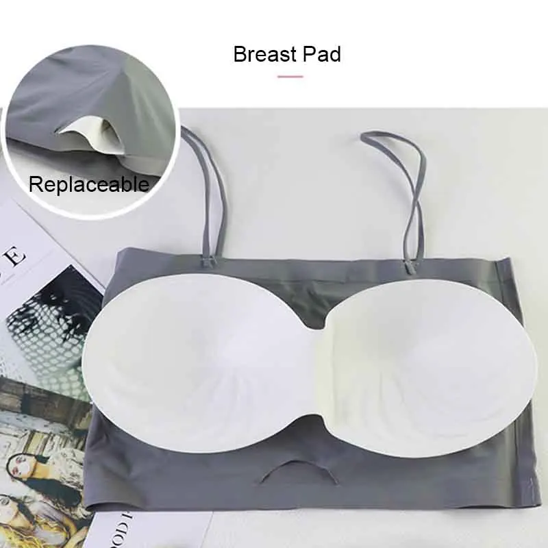 Fashion Sexy Bras for Women Push Up Lingerie Ice Silk Seamless Word Sling Female Tube Top 2021 Fashion