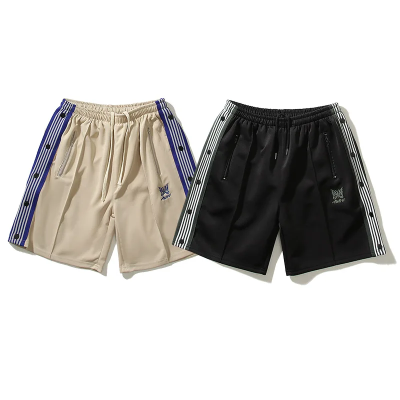 

Butterfly Velvet Contrast Color Loose Shorts Women's Striped Stitching Quick-Dry Pants Beach Casual Cropped Pants Men's Summer