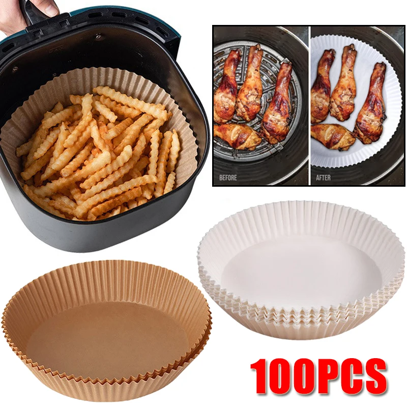 

100pcs Air Fryer Paper Disposable Steamer Baking Oil-proof Paper Kitchen Baking Pan Pads Barbecue Plate Food Oven Fryer Papers