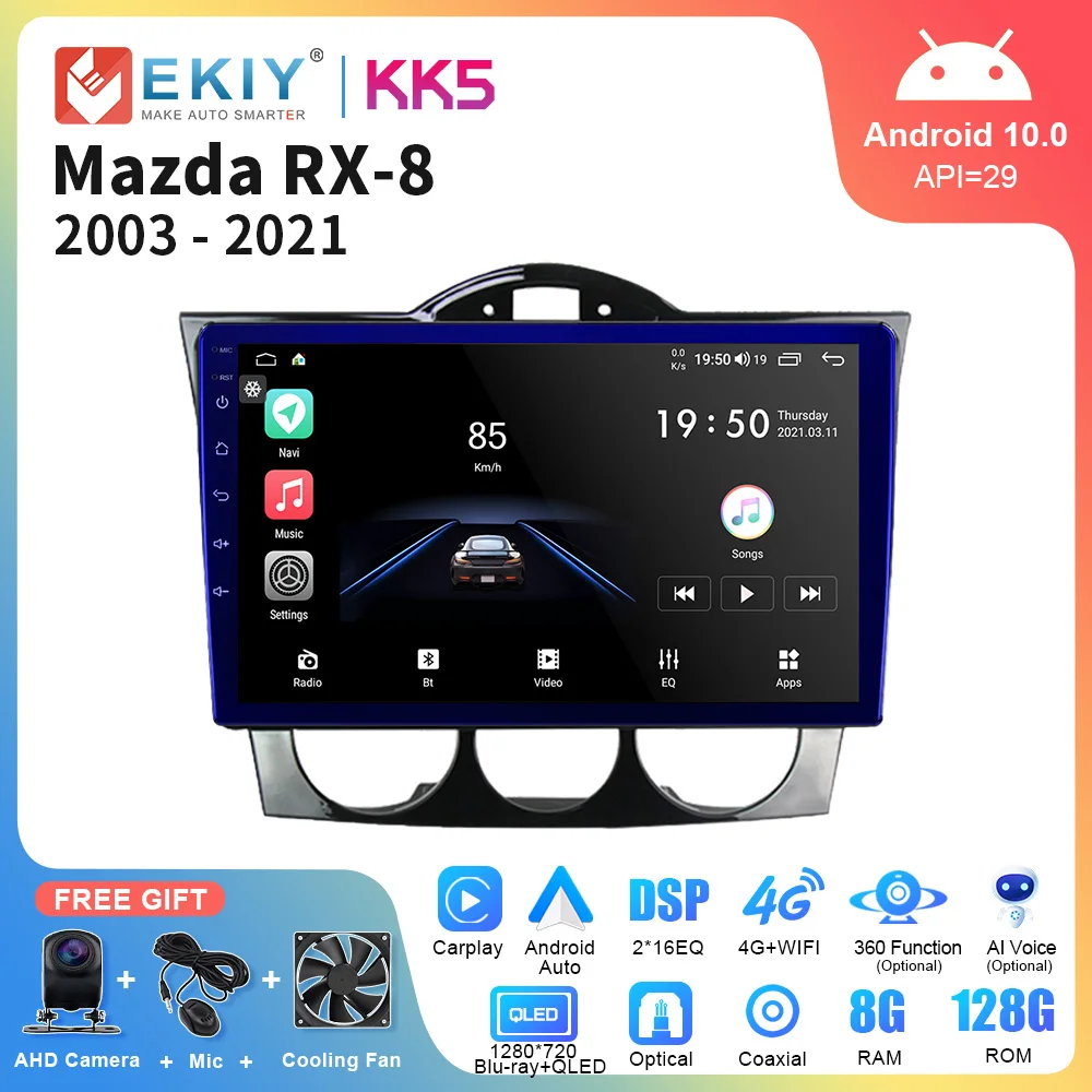 

EKIY KK5 QLED Car Radio Android For Mazda RX-8 RX 8 RX8 SE 2003-2021 Stereo Multimedia Video Player Auto Navigation GPS 2din DVD