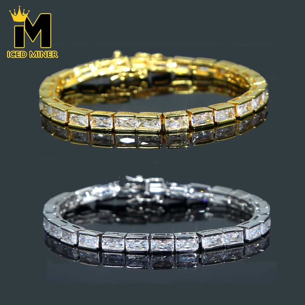 

One Row Zircon Iced Out Tennis Chain Bracelets For Men Women Tennis Link Hand Chain Hip Hop Goth Jewelry Free Shipping