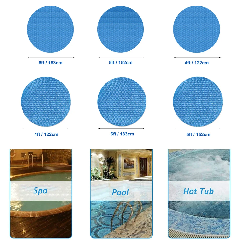 

1pc Swimming Pool Cover Protector Round Solar Heated Waterproof Tub Dust Bubble Film Reusable Durable Pool Covers