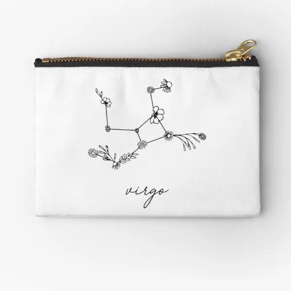 

Virgo Zodiac Wildflower Constellation Zipper Pouches Socks Packaging Underwear Cosmetic Pure Women Bag Pocket Coin Money Wallet