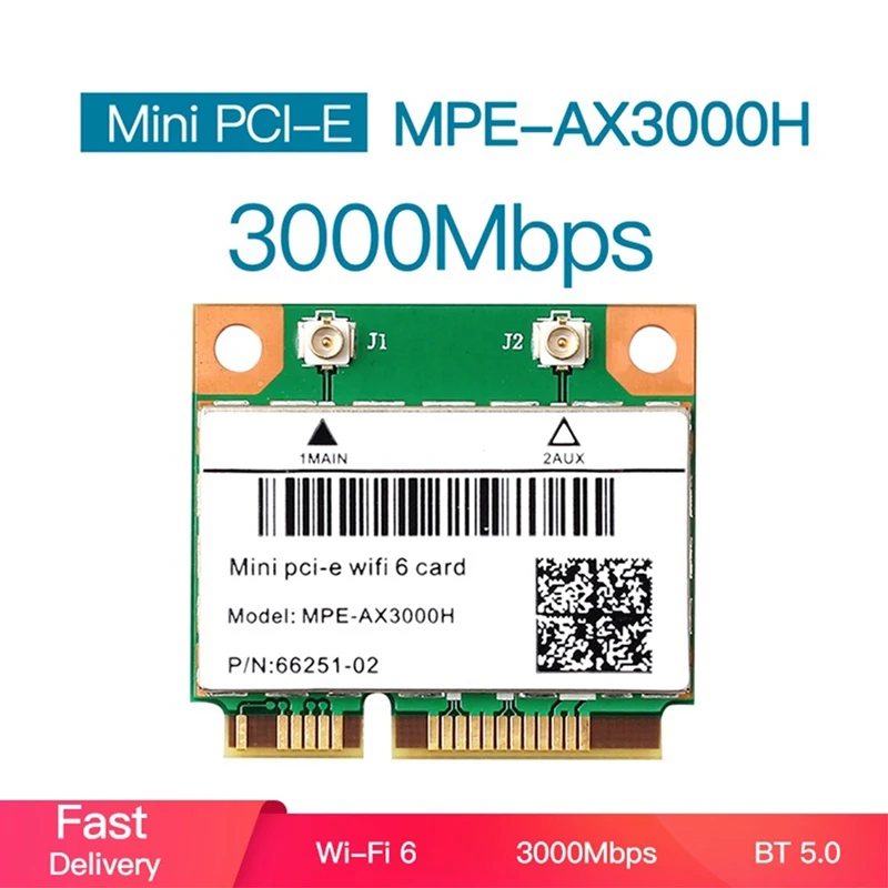 

2974Mbps Wifi 6 Bluetooth5.0 Tri Band 2.4G/5G/6Ghz 802.11AC Wireless Adapter AX200 Mini PCI-E Network Wlan MPE-AX3000H